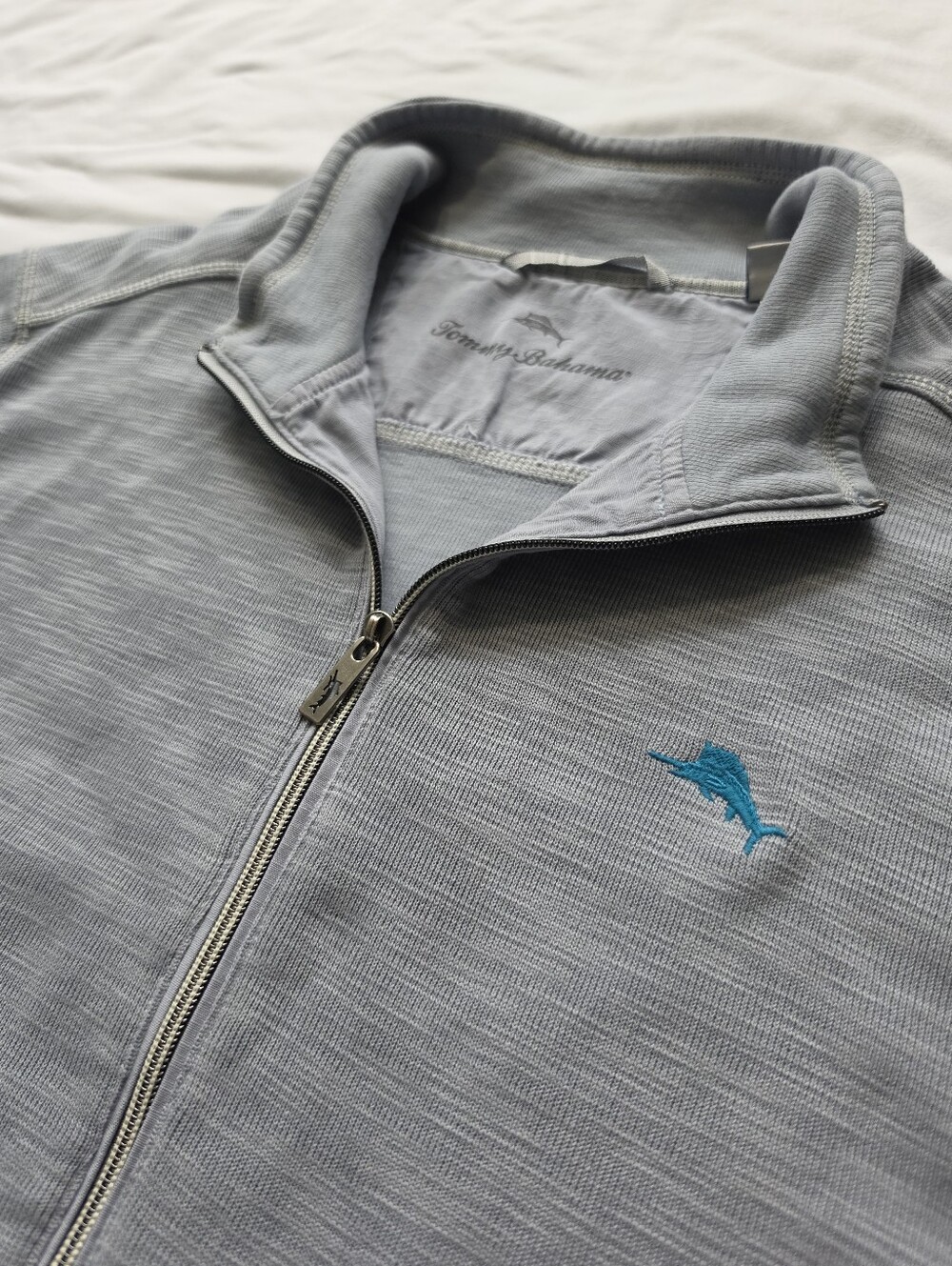 Tommy Bahama Men’s XL Gray Full Zip Jacket Sweatshirt Marlin Logo